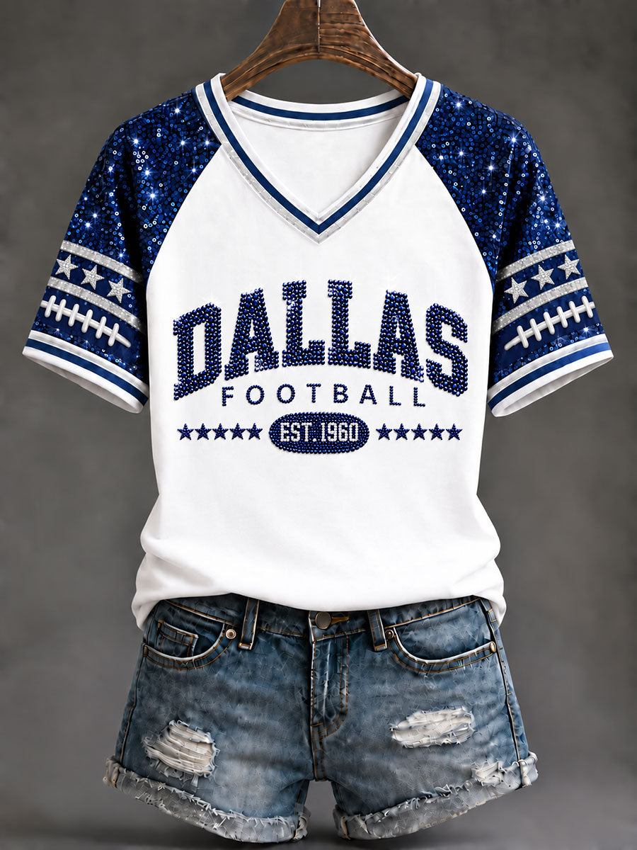 Women's Dallas V-Neck Off-Shoulder Short-Sleeved T-shirt