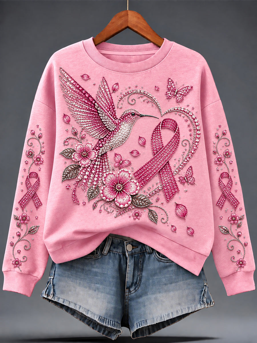 Women's Breast Cancer Print Sweatshirt