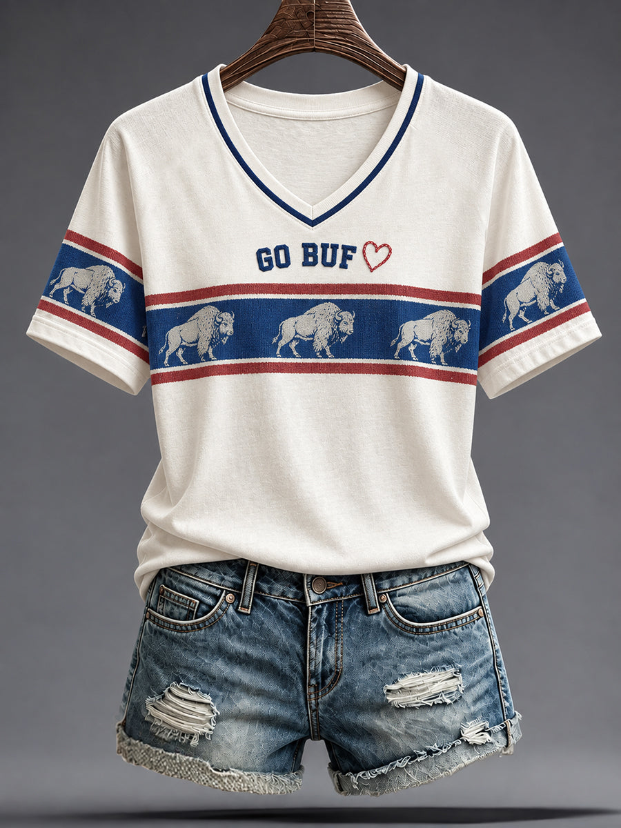 Women's Football Lover Blue&Red Art Printed T-shirt