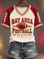 Women's Football Gameday Gift For Football Fans Casual V-Neck Tee