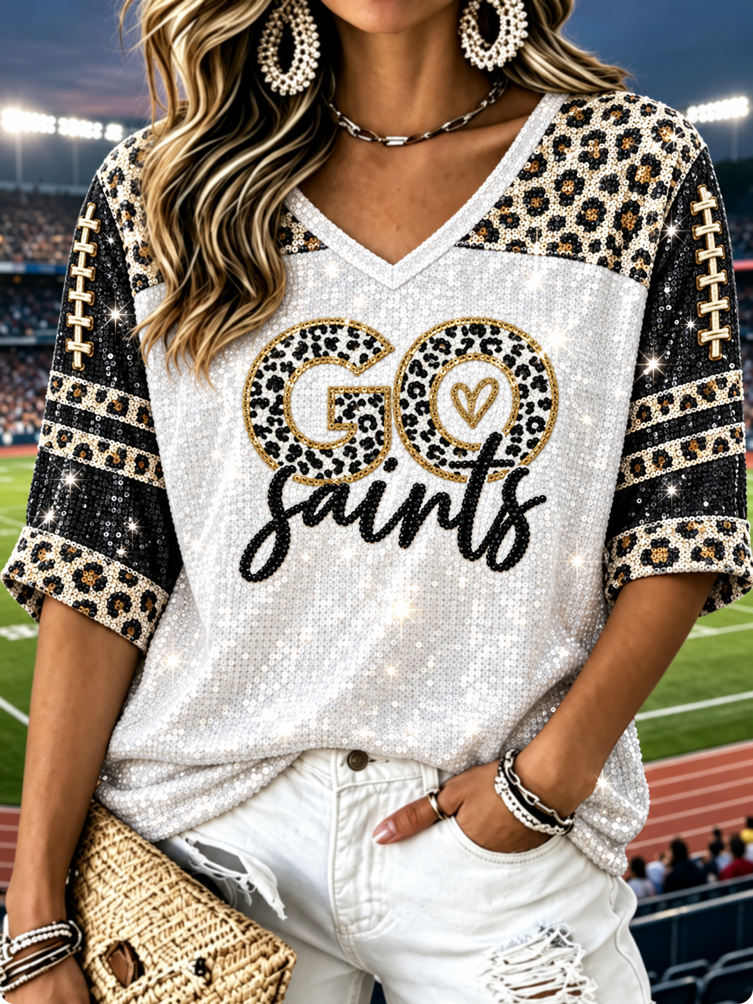 Women's Mid-length Sleeves V-Neck T-Shirt