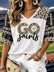 Women's Mid-length Sleeves V-Neck T-Shirt