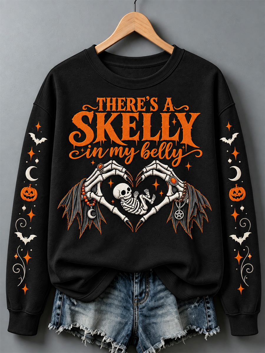 Women's There's a Skelly in my Belly Print Sweatshirt
