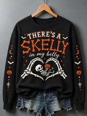 Women's There's a Skelly in my Belly Print Sweatshirt