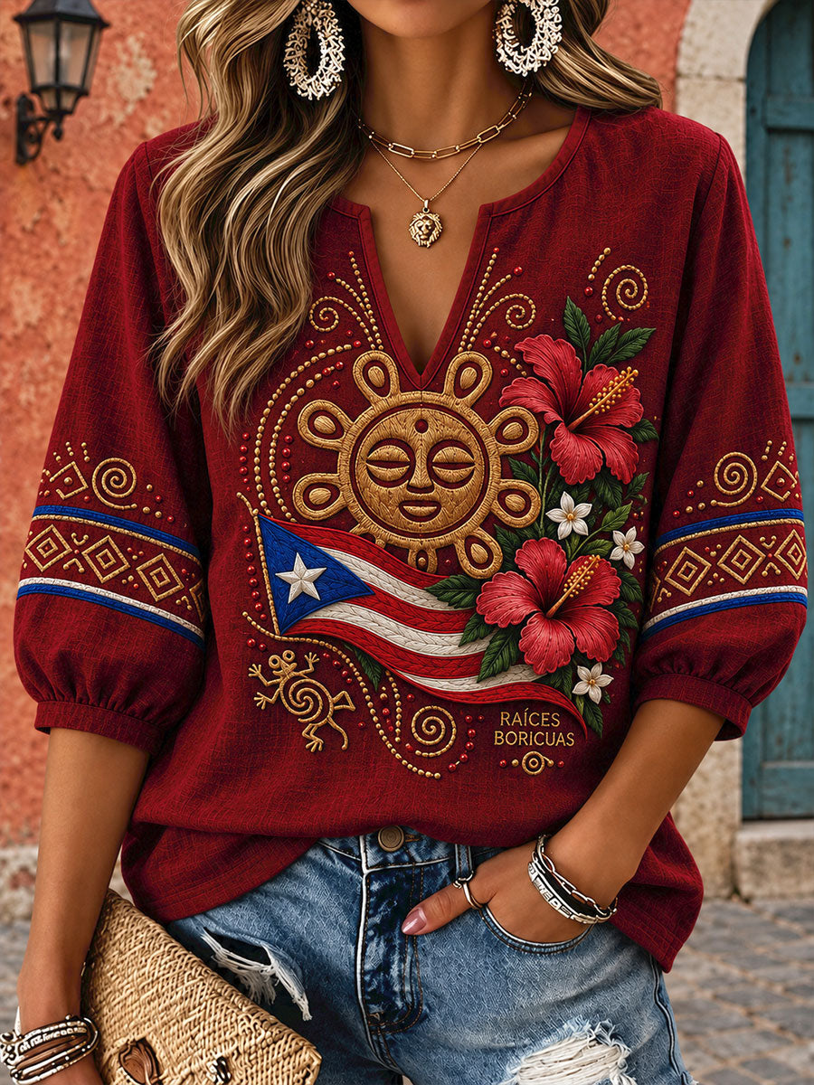 Women's Puerto Rico Art Printed Tops