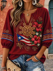 Women's Puerto Rico Art Printed Tops