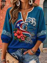 Women's Puerto Rico Art Printed Tops