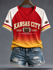 Women's Football Gameday Gift For Football Fans V-Neck Tee