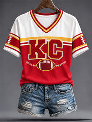 Women's Football Gameday Gift For Football Fans V-Neck Tee