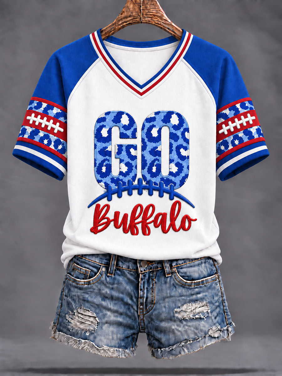 Women's Buffalo Football Fans Lovers Gameday Casual Short-Sleeved T-Shirt