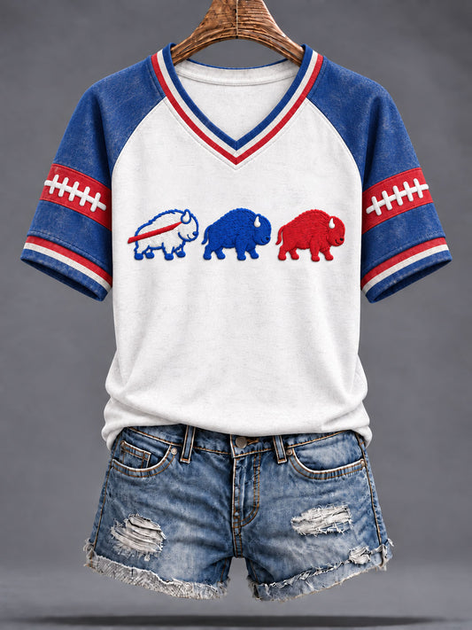 Women's Buffalo Football Fans Lovers Gameday Casual Short-Sleeved T-Shirt