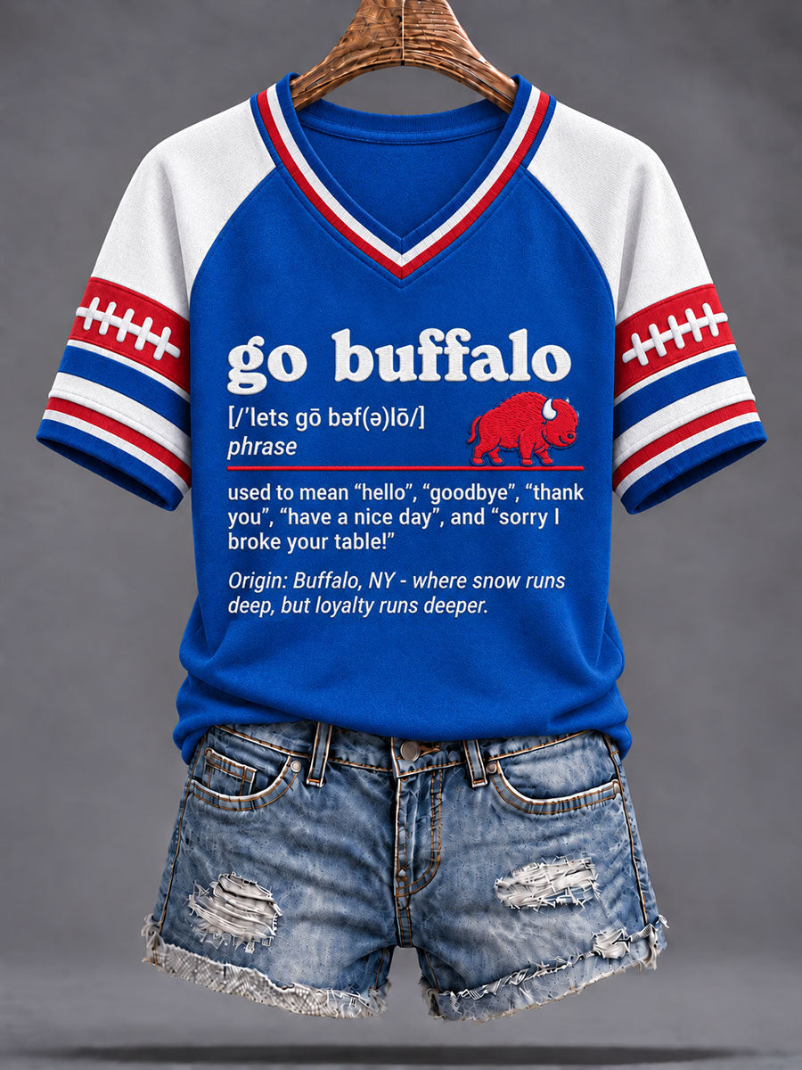 Women's Buffalo Football Fans Lovers Gameday Casual Short-Sleeved T-Shirt