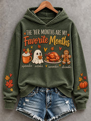 Women's Vintage The 'ber Months Are My Favorite Months Print Cozy Hoodie