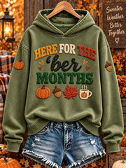 Women's Vintage Here For The 'ber Months Print Cozy Hoodie