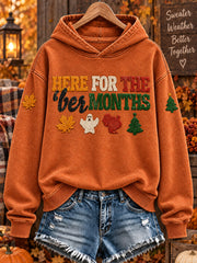 Women's Vintage Here For The 'ber Months Print Cozy Hoodie