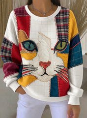 Women's Art Cat Printed Sweatshirt