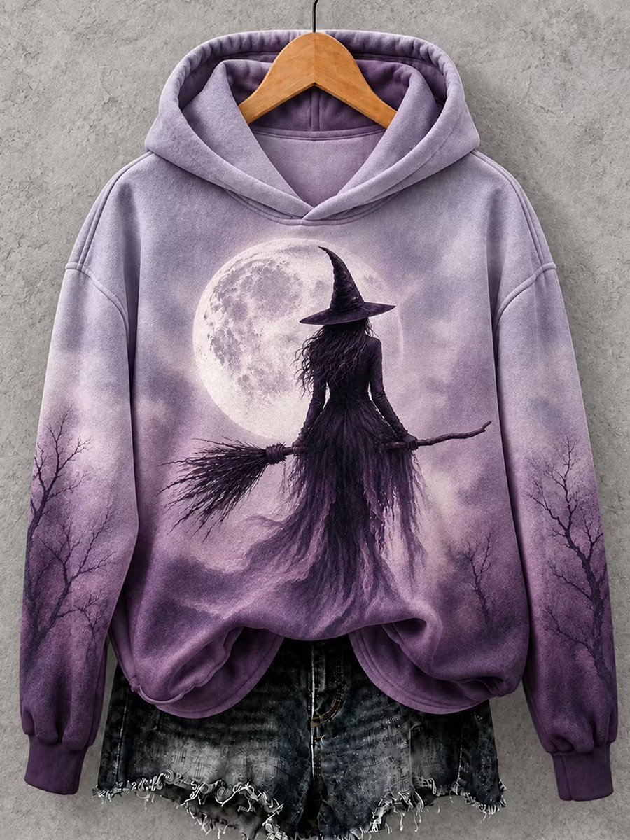 Women's Halloween Witch Printed Regular Sweatshirt