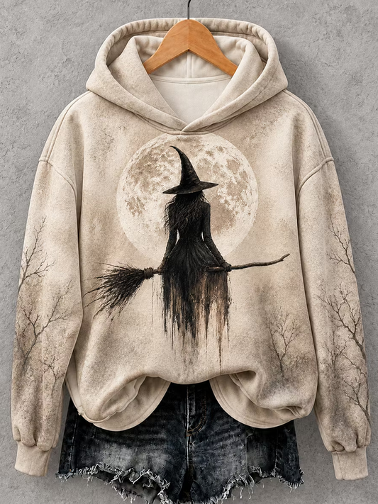 Women's Halloween Witch Printed Regular Sweatshirt