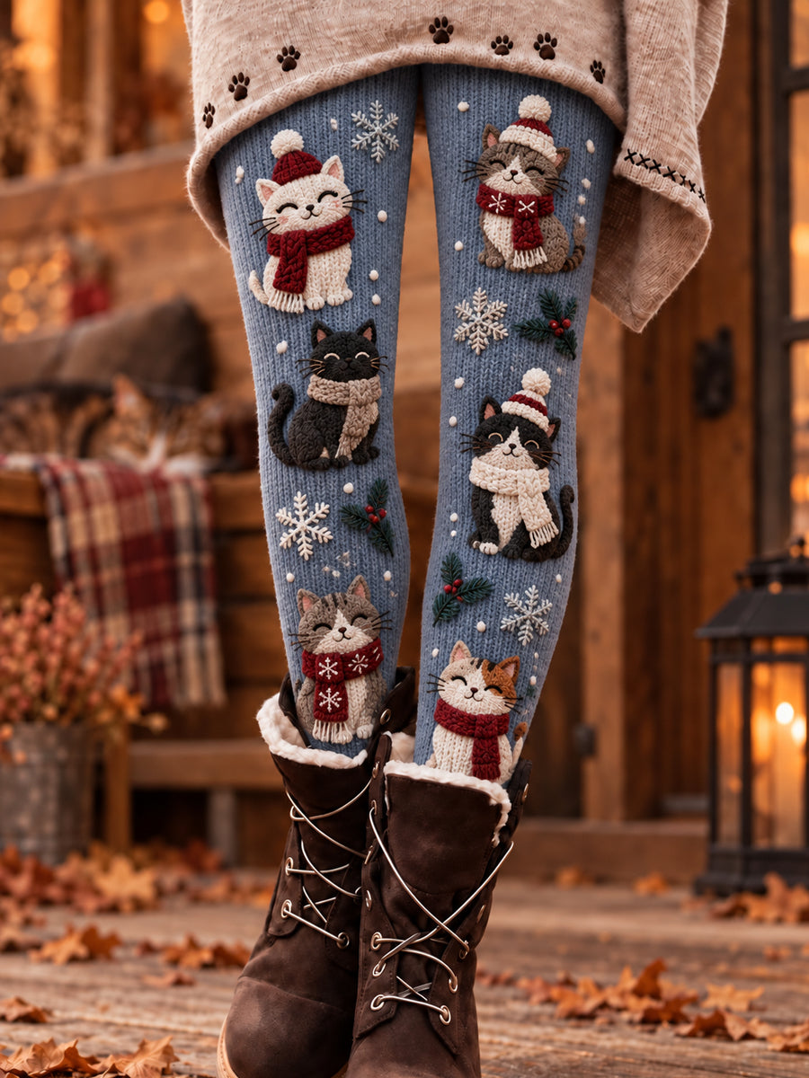 Women's Cute Cat Art Print Leggings
