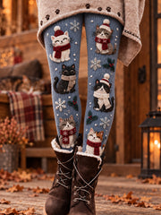 Women's Cute Cat Art Print Leggings