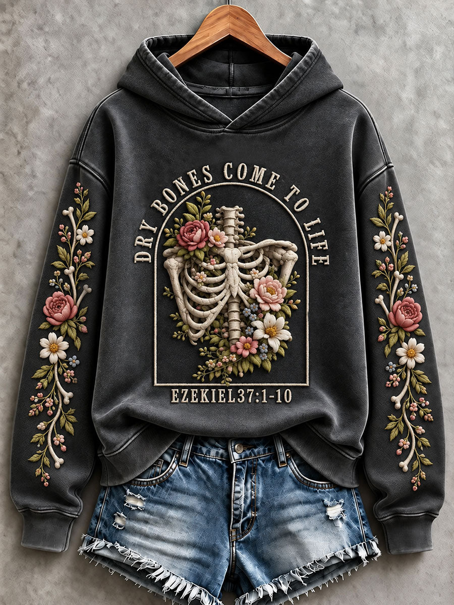 Women's  Halloween Gothic Style Dry Bones Come To Life Regular Sweatshirt