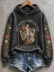 Women's  Halloween Gothic Style Dry Bones Come To Life Regular Sweatshirt