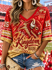 Women's Mid-length Sleeves V-Neck T-Shirt