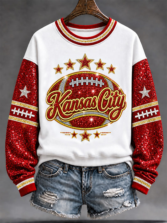 Women's Football Gameday Gift For Football Fans Print Sweatshirt