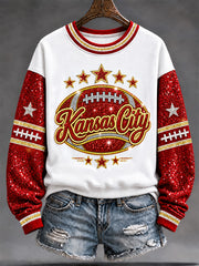 Women's Football Gameday Gift For Football Fans Print Sweatshirt