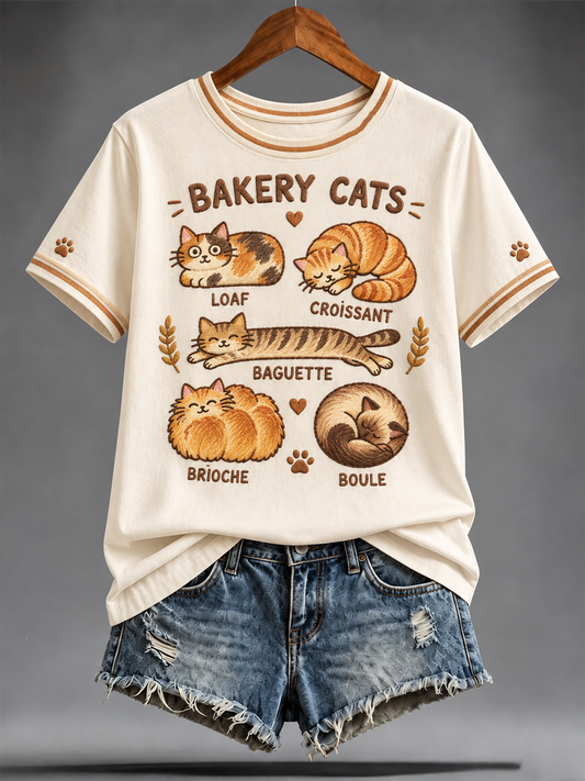 Women's cat Printed short-sleeved T-shirt