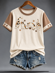 Women's calico cat Printed short-sleeved T-shirt