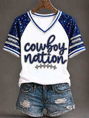 Women's Cowboys Football Fans Lovers Gameday Casual Short-Sleeved T-Shirt