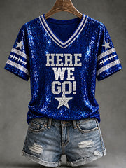 Women's Cowboys Football Fans Lovers Gameday Casual Short-Sleeved T-Shirt