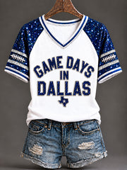 Women's Cowboys Football Fans Lovers Gameday Casual Short-Sleeved T-Shirt