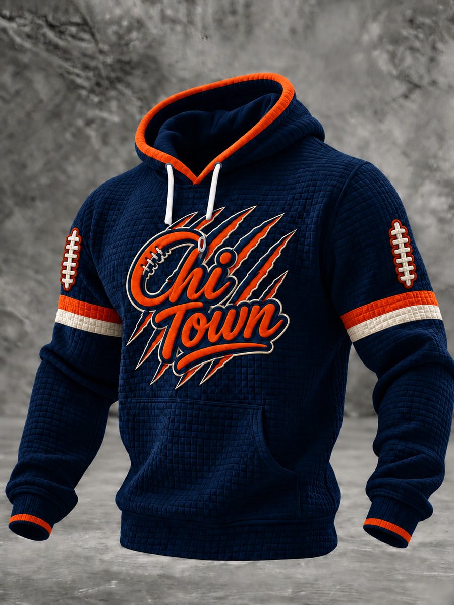 Men's Football Gameday Gift For Football Fans Checkered Cotton Hoodie
