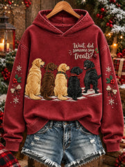 Women's Wait Did Someone Say Treats Christmas Labradors Print Hoodie