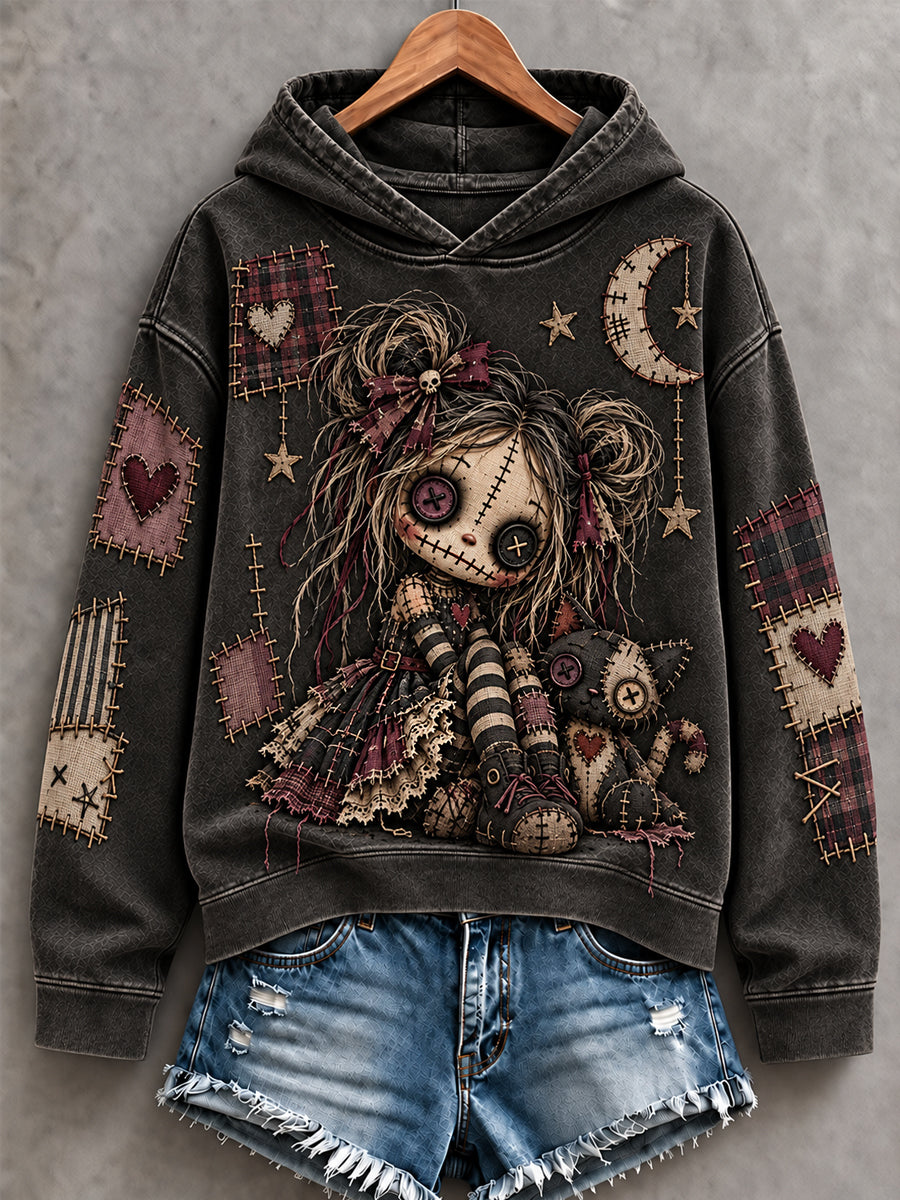 Women's Halloween Creepy Dolls Print Casual Hoodie