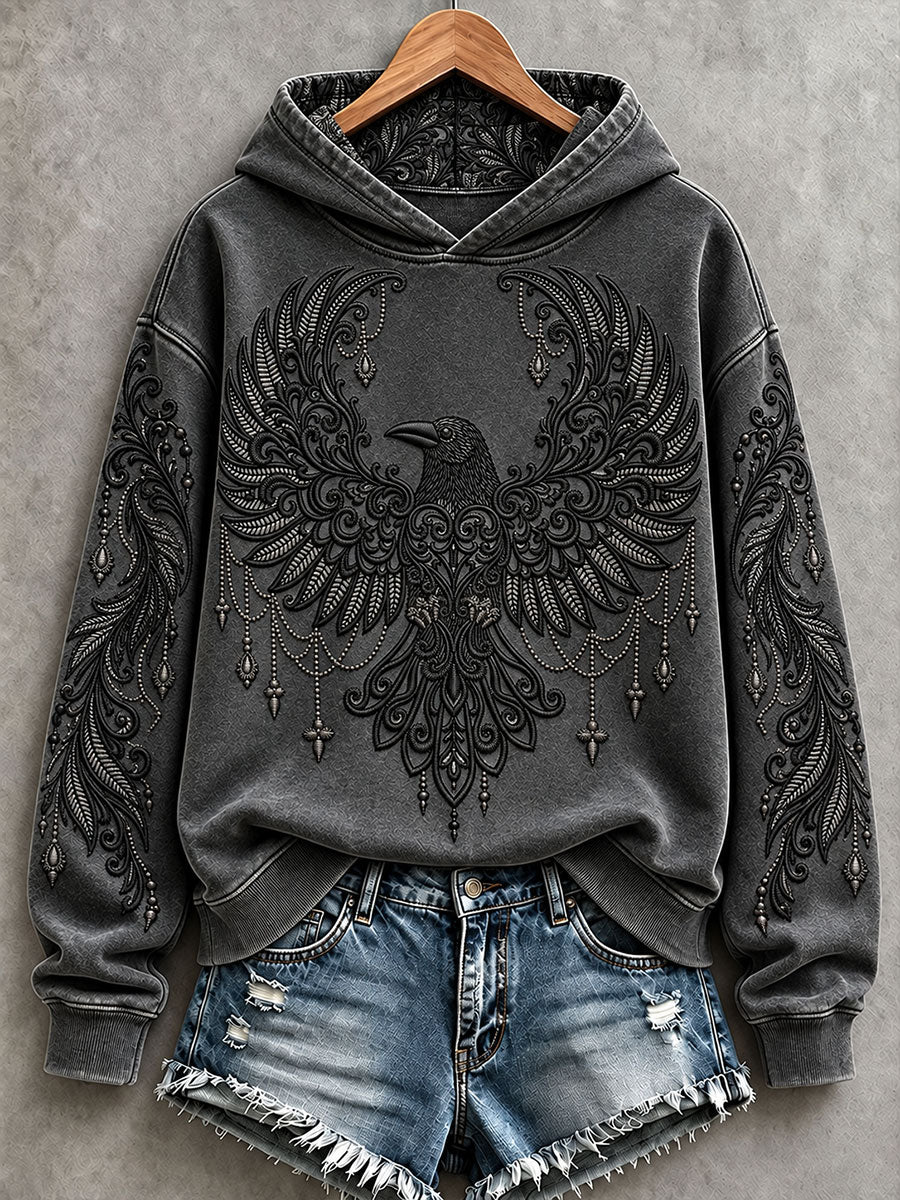 Women's Gothic Crow-Themed Halloween Hoodies