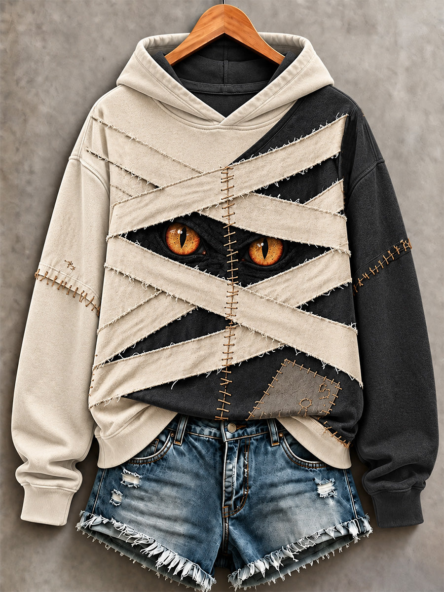 Women's Halloween Patchwork Print Casual Sweatshirt