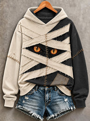Women's Halloween Patchwork Print Casual Sweatshirt