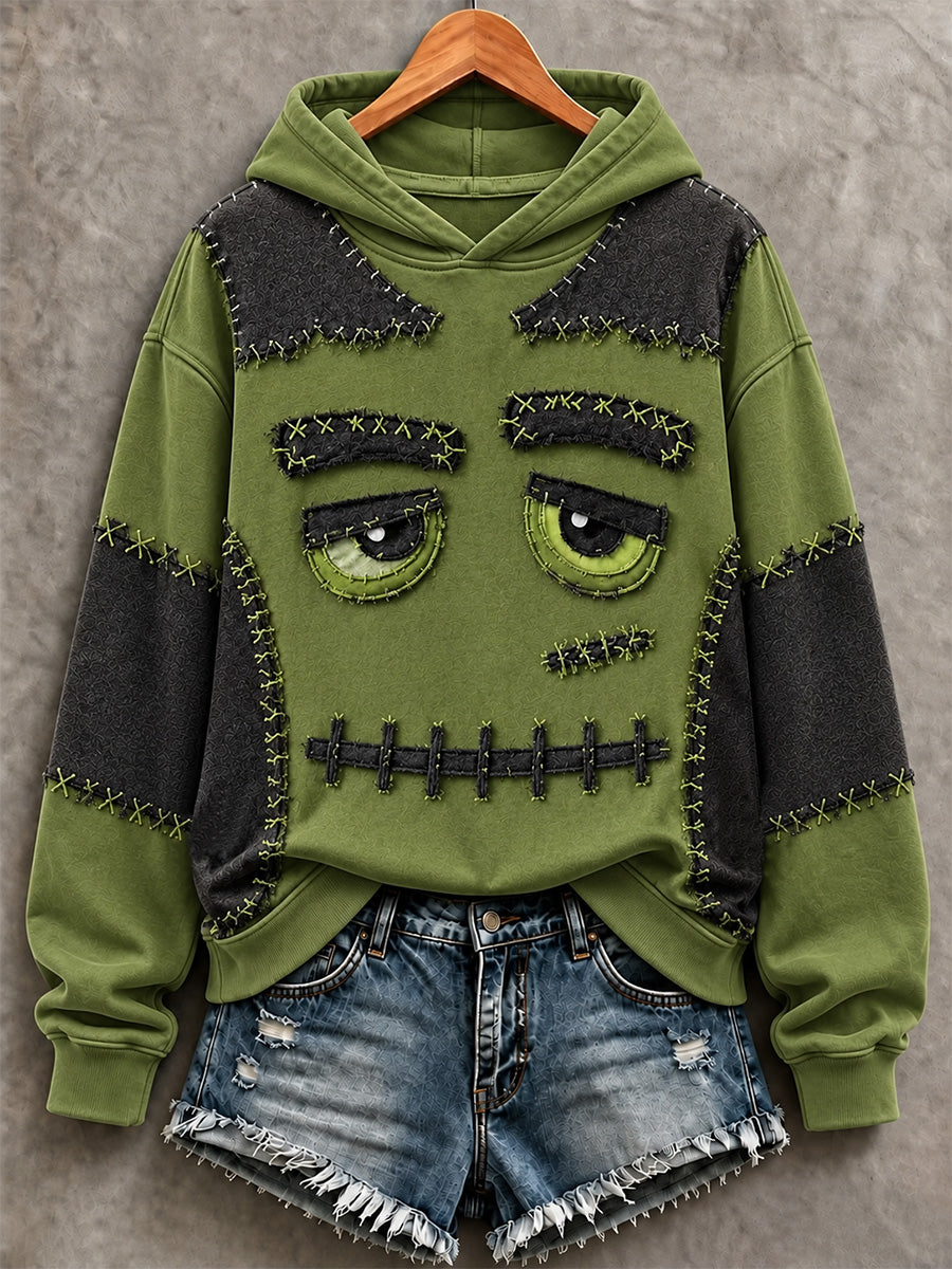 Women's Halloween Patchwork Print Casual Sweatshirt
