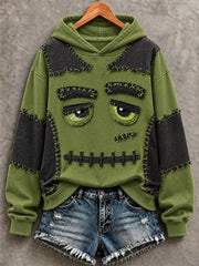 Women's Halloween Patchwork Print Casual Sweatshirt