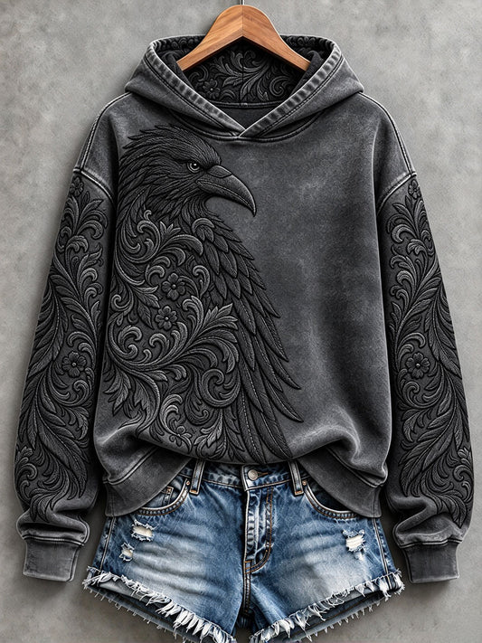 Women's Gothic Crow-Themed Halloween Hoodies