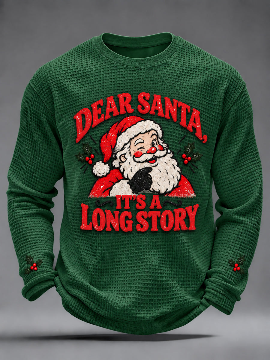 Men's Christmas Santa Claus Art  Waffle Long Sleeve T-Shirt