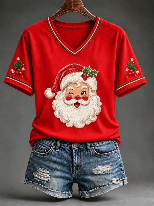 Women's Christmas Santa Claus Short-Sleeved T-Shirt