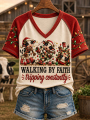 Women's Walking By Faith Tripping Constantly V-neck T-shirt