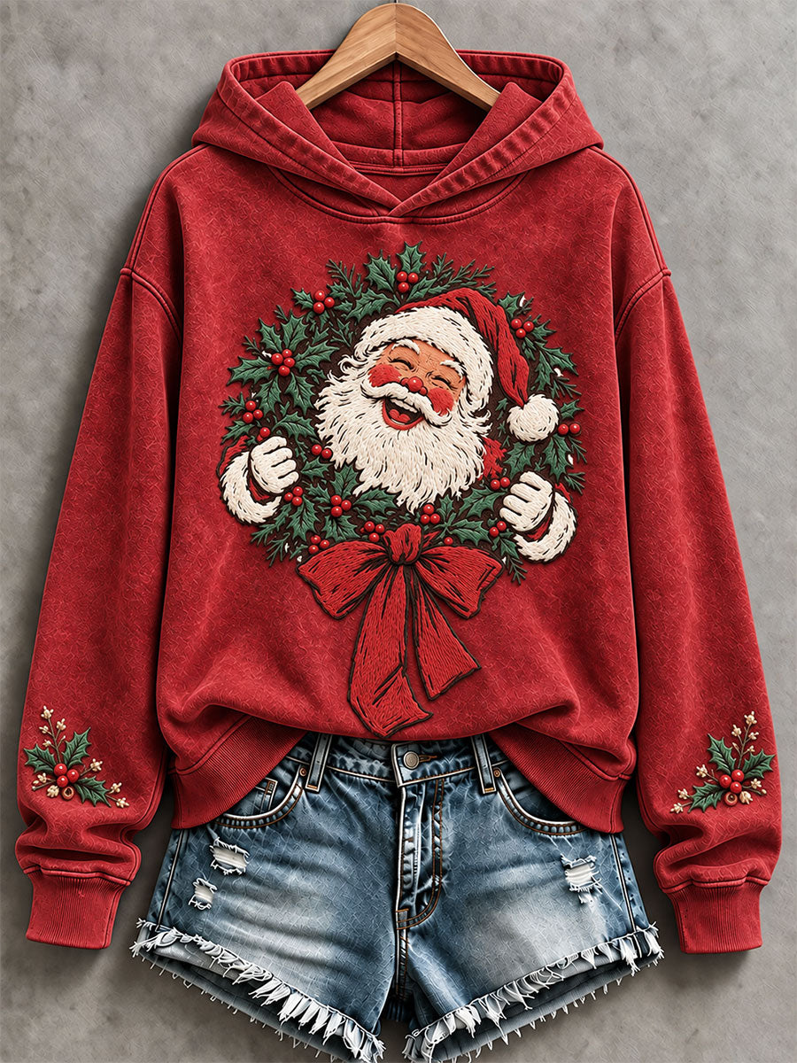 Women's Vintage Santa Claus Christmas Print Regular Sweatshirt