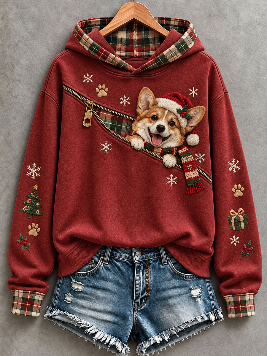 Women's Christmas Corgi Pattern Hoodie