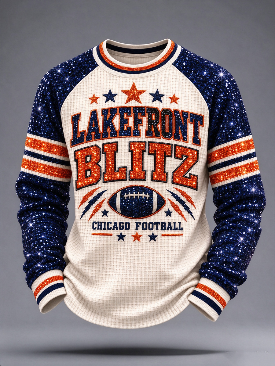 Men's Football Gameday Gift For Football Fans Waffle Sweatshirt