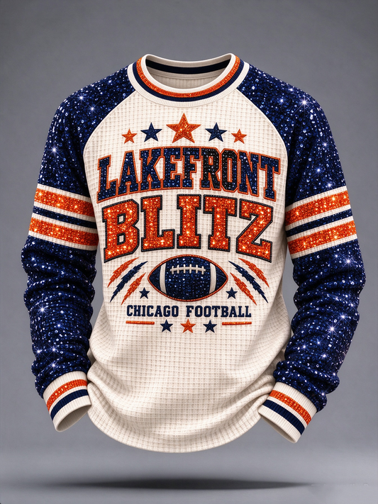 Men's Football Gameday Gift For Football Fans Waffle Sweatshirt